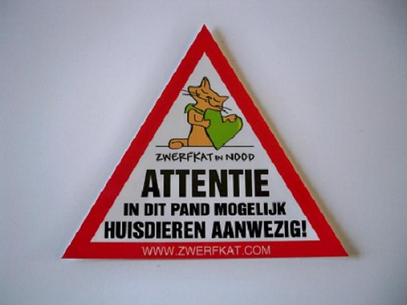 Waarschuwingssticker i.v.m. huisdieren