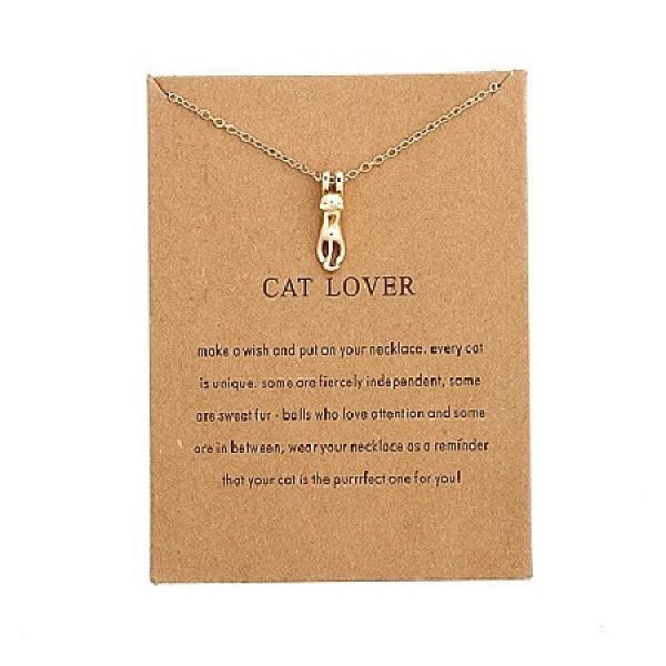 Goudkleurig hangend katje ketting