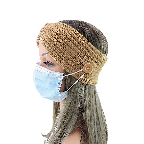 Winter hoofdband bruin, ook voor mondmasker