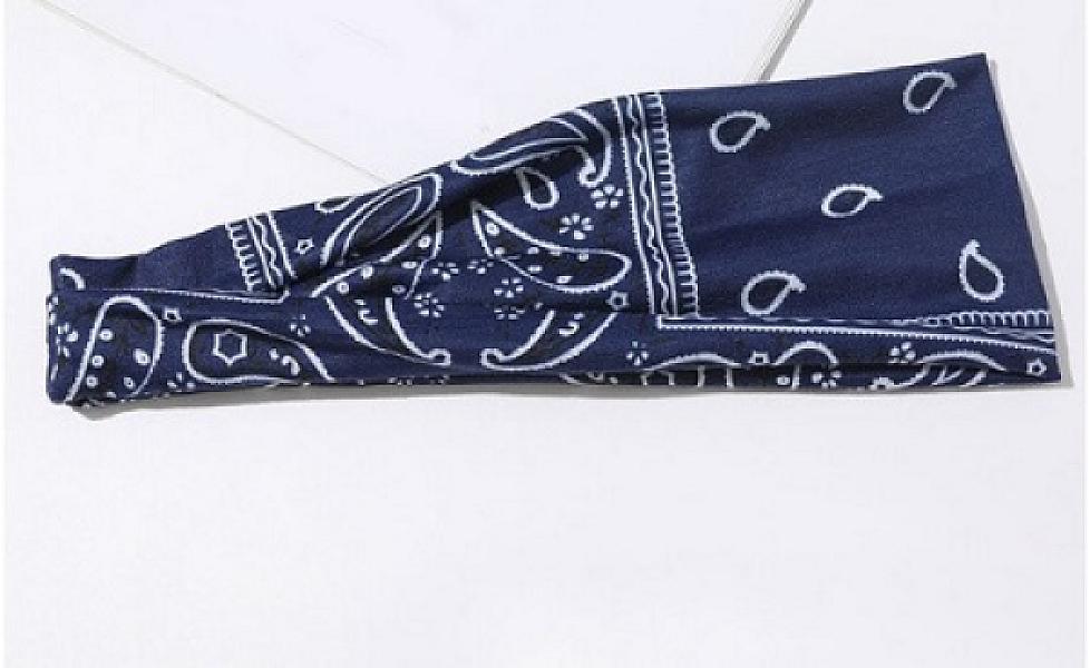 Haarband blauwbedrukt ook voor mondmasker