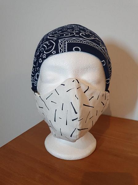 Haarband blauwbedrukt ook voor mondmasker