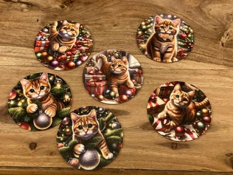 kerst Onderzetters Kat