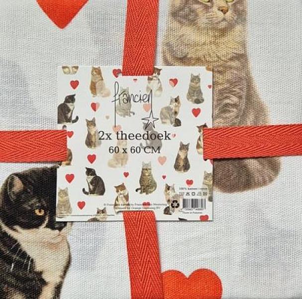 Franciens katten set van 2 theedoeken