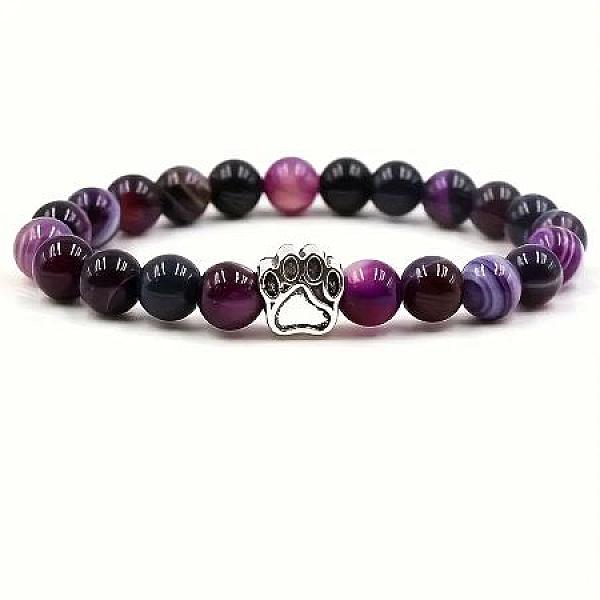 Paarse stenen armband met kattenpootje